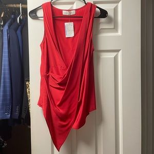 Amanda Upichard vibrant red top